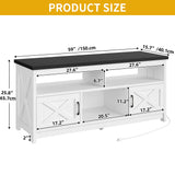 DWVO Farmhouse TV Stand for Television up to 65 Inch, Entertainment Center with Power Outlets and Open Shelf, Rustic TV Cabinet Media Console Table for Living Room, White/Black, 59 Inches DWVO