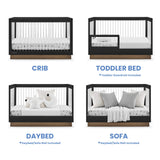 Delta Children James Acrylic 4-in-1 Convertible Crib - Greenguard Gold Certified, Midnight Grey/Acorn Delta Children