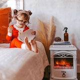 e-Flame USA Hamilton Indoor Compact Freestanding Electric Fireplace Space Heater - Realistic 3-D Wood Burning Flame (Winter White) e-Flame USA