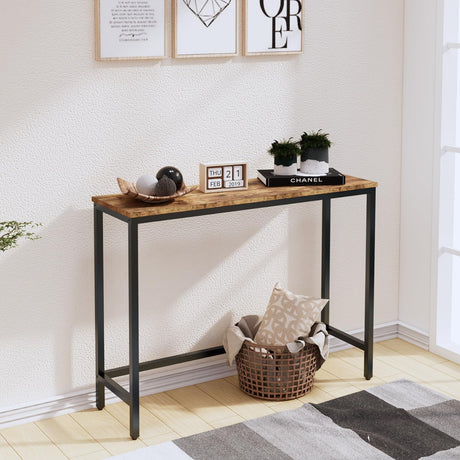 Timberer 39.4” Console Table, Hallway Entrance Table Sofa Table Behind Couch, for Living Room, Entryway, Easy Assembly, Accent Table, Rustic Brown Timberer