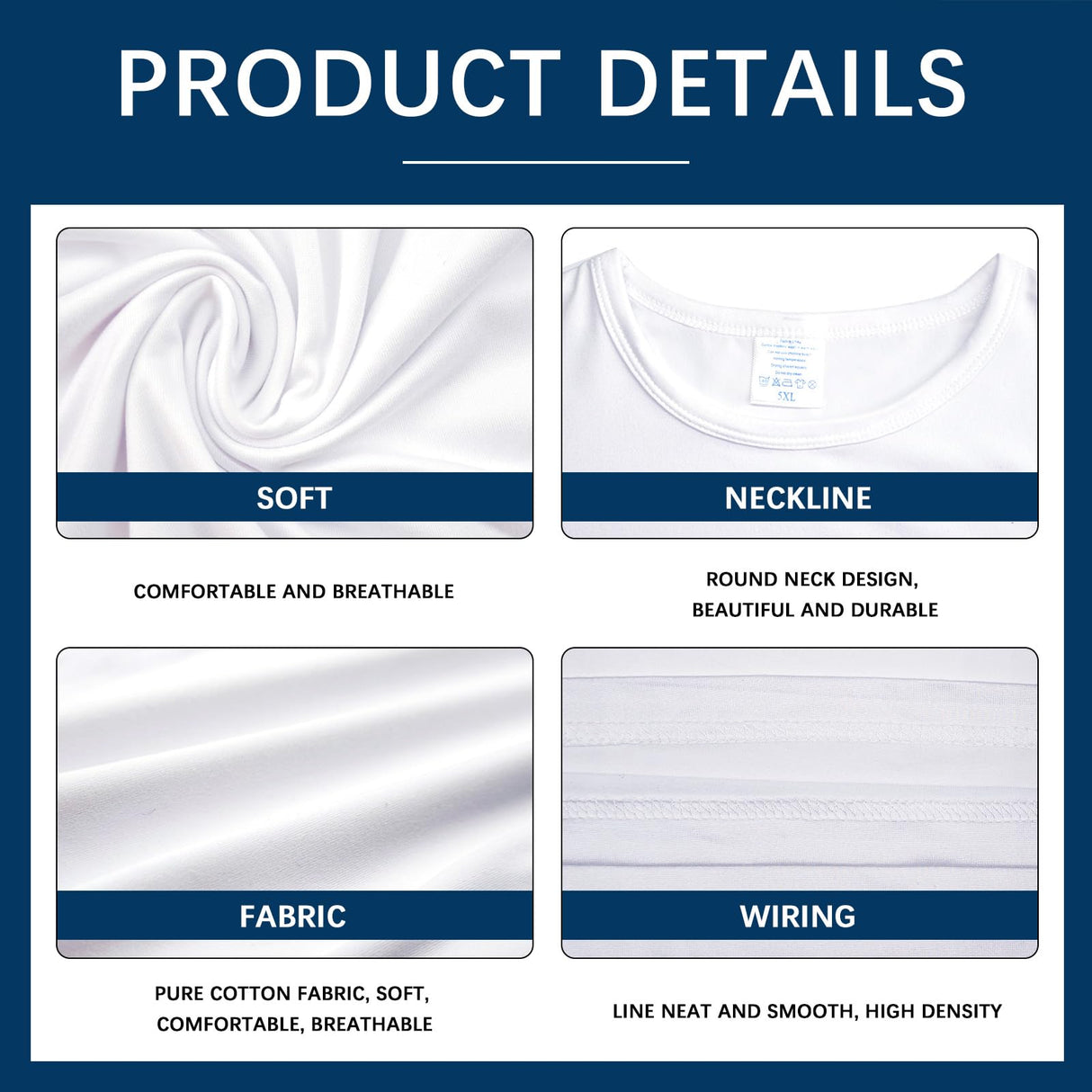 OKBA 3 PCS Sublimation Blank T-Shirts Round Collar Long Sleeves Adult White Polyester t Shirts (Large Long) OKBA