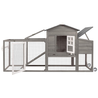 Gowoodhut Chicken Coop Solid Wood with Large Run Cage 2 Stories - Asphalt Roof, Nest Box, Pu Wheels, Expandable Solid Wood Cage