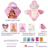 Mideer 4 in 1 Art Craft Kits for Kids, Princess Dress Up Game Set with Diamond Painting & Scratch Paper Art, Paper Fantasy Makeup Activity Art Craft Kits for Girls Age 3 4 5 6 7 8 MiDeer