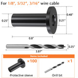 Steel DN Mate 100 Pack Stainless Steel Protector Sleeves for 1/8”, 5/32", 3/16" Wire Rope Cable, Black Cable Railing Kit Hardware for Wood Post, T316 Marine Grade DB11 Steel DN Mate