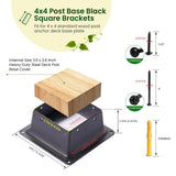 Bazeiona 4x4 Post Base 4Pcs Wood Fence Post Bracket Anchor Base Brackets Deck Post Base for Pergola Railing Mailbox Deck (Inner Size 3.6x3.6) Bazeiona