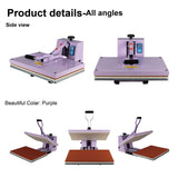 Ginkartu Ginkartu 16" x 24" Slide Out Heat Press Machine for T Shirts, Clamshell Pull Out Platen, Industrial Digital Sublimation Printer for Heat Transfer Vinyl, DIY& Small Business (Purple, L16*W24) Ginkartu