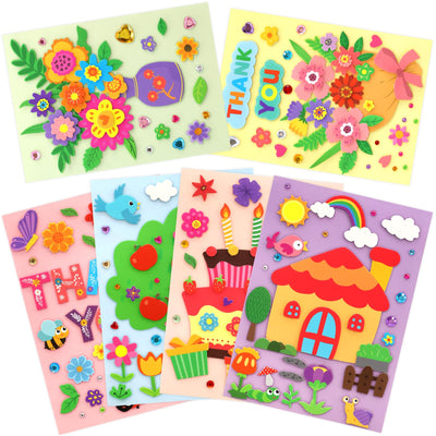 Treasure Cove Card Making Kits for Kids Handmade DIY Greeting Card Kits Thank You Cards Art Crafts with Envelopes Stickers for Girls Boys Birthday Thanksgiving Party Supplies 12 Pcs