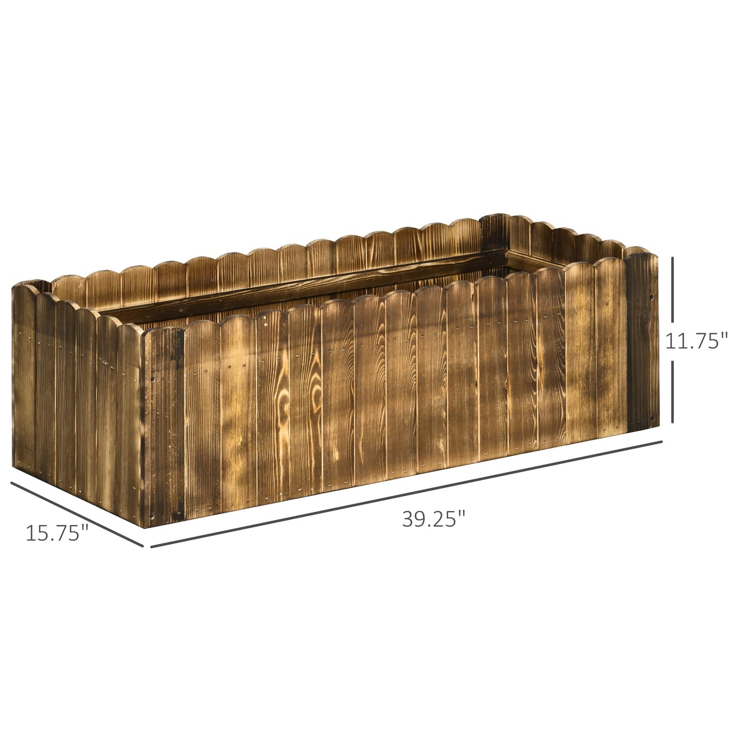 Outsunny 40" x 16" x 12" Raised Garden Bed, Raised Planter Box, Wooden Planter Raised Bed with Drainage Gaps & Lightweight Build, Natural Wood - WoodArtSupply