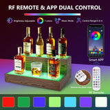 Wine Rack with LED Light Liquor Bottle Display Shelf Wall Mounted, 2 Tier Acrylic Illuminated Bar Bottle Display Floating Shelf for Home Commercial Bar Party BEARUT