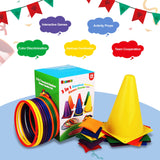 unanscre 31PCS 3 in 1 Carnival Outdoor Games Combo Set for Kids, Soft Plastic Cones Bean Bags Ring Toss Game, Gift for Birthday Party/Xmas unanscre