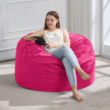 3FT Bean Bag Chair Bean Bag Chairs for Adults Giant Bean Chairs with Velvet Cover, Memory Foam BeanBag Chair Fluffy BeanBag Chairs for Living Room, Bedroom - Pink (36" x 36" x 22") Hobestluk