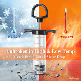 DePango Meat Injector, Anti-Break 1-oz Turkey Injector Syringe for Meats with 2 Stainless Steel Meat Needles, Crack-Proof Plastic Marinade Flavor Injector for BBQ Smoker, Steak, Pork and Chicken DePango