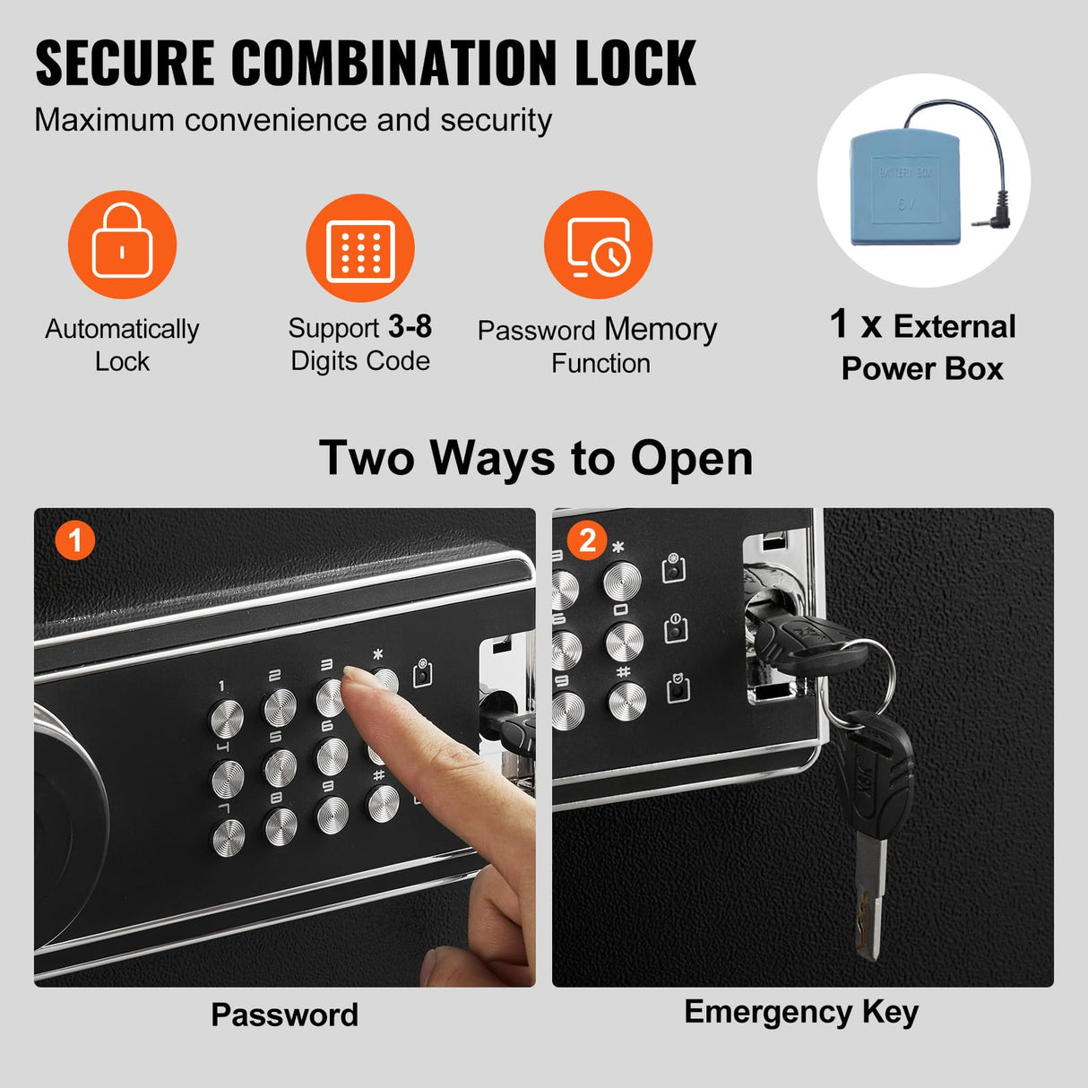 VEVOR 6-8 Rifles Gun Safe, Rifle Safe with Lock & Digital Keypad, Quick Access Tall Gun Storage Cabinet with Removable Shelf, Rifle Cabinet for Home Rifle and Shotguns VEVOR