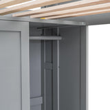 Space-Saving Twin Size Loft Bed with Desk, Wardrobe, and Storage Shelves in Gray Brabrety