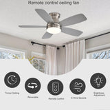 JSAITEE Ceiling Fans with Lights, 42 Inch Low Profile Ceiling Fan with Light and Remote/App Control, Flush Mount, Reversible, 3CCT, Dimmable, Noiseless, Nickel Ceiling Fan for Indoor/Outdoor Use JSAITEE