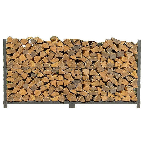 Woodhaven 8 Foot 1/2 Cord Firewood Log Rack With No Cover - Made In USA - Outdoor Use Lifetime Structural Warranty - Black Texture Powder Coat Finish - Made With Heavy Duty Steel (No Cover) Woodhaven