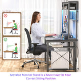 armocity 2024 Upgrade Gaming Desk with Hutch, 48'' Magic Computer Desk with LED and Outlets, Reversible Workstation Desk with Pegboard, Grey/Black armocity