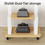 Mobile TV Stand Rolling TV Cart with Wheels for 32-75 Inch Flat/Curved Led/LCD/OLED Portable Floor TV Stand with Shelf, Height Adjustable Heavy-Duty Holds up to 180lbs,Max VESA 600 * 400mm (White) BEISHI