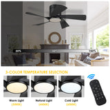 CHESUR Black Ceiling Fans with Lights - 36" Flush Mount Low Profile Ceiling Fan with Remote/App, Dimmable and 3CCT, Reversible, Modern Ceiling Fan Light for Indoor Bedroom, Kids Room CHESUR