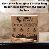 10 lbs. Fatwood Fire Starter Sticks, Perfect Fire Starters for Fire Pit, Campfires, Fireplaces, Bonfires, BBQ & Wood Stoves, Easy to Start a Fire with Just 2 Sticks, Camping Essentials (10 Pound Box) BILLY BUCKSKIN HOME & BEAUTY