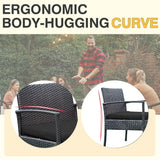 PROHIKER 3 PCS Patio Rattan Conversation Chairs Set, Outdoor Patio Furniture Balcony Furniture Set, Wicker Patio Set for Garden Porch Balcony Yard, Black PROHIKER