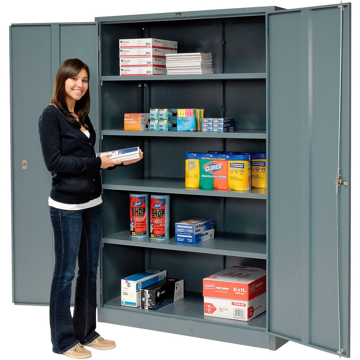 Global Industrial Assembled Storage Cabinet, 48x24x78, Gray Global Industrial