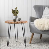 HOEGMST 19.5 Inch Live Edge Side Table, Wood Freeform Small End Table with Waterproof, Rustic Accent Table Unique for Living Room, Bedroom, Home HOEGMST