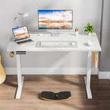 SMUG Adjustable Height Standing Desk 48 Inch Electric Sit Stand Up Down Computer Table Ergonomic Rising Modern Lift Motorized Gaming Desktop Workstation for Work Home Office - Modern White SMUG
