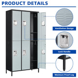 BYNSOE Metal Locker 6 Doors Employees Locker Storage Cabinet Locker School Hospital Gym Locker Requires Assembly (black gray -6 doors 36" w) BYNSOE