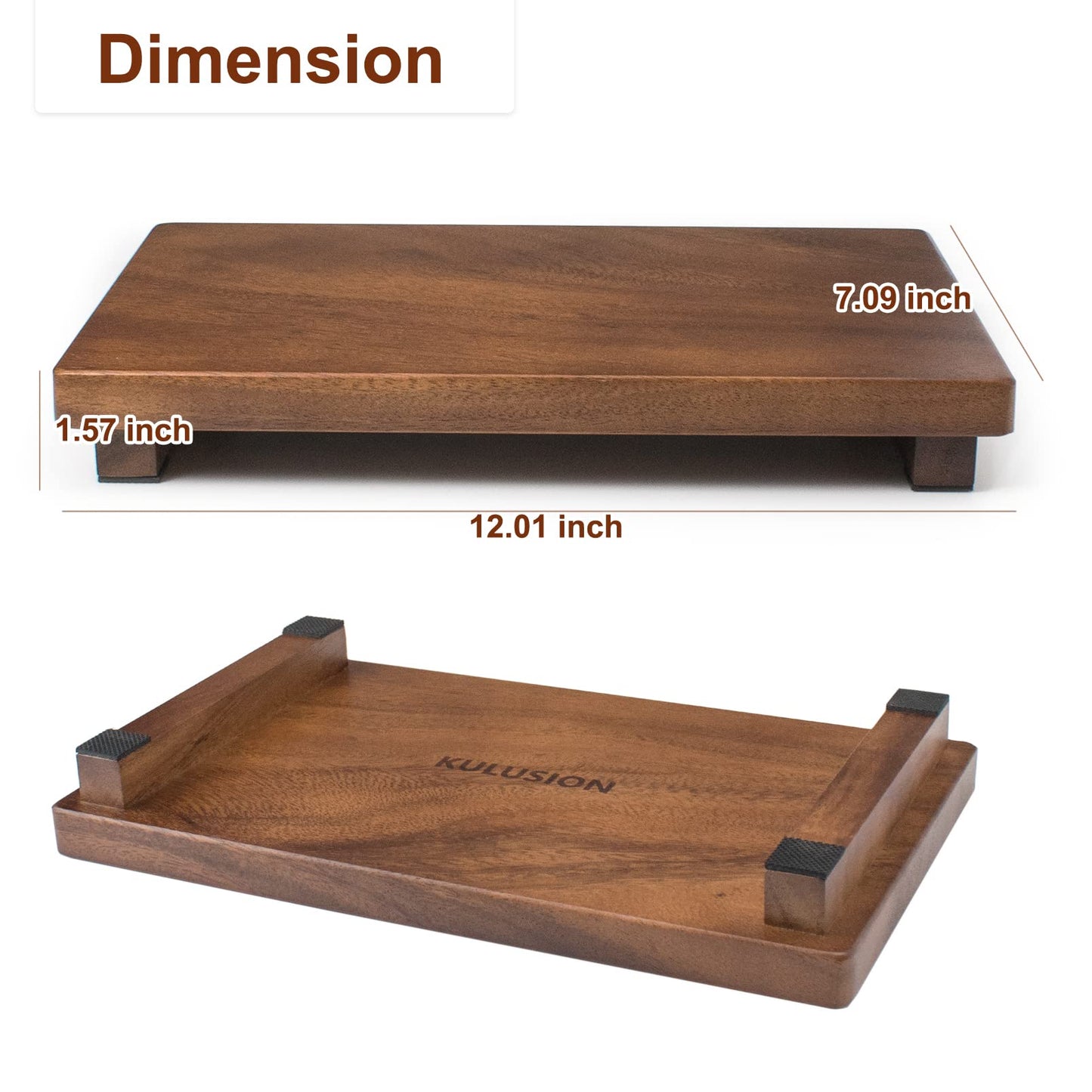 kulusion Walnut Wooden Pedestal Stand, Farmhouse Wood Tray for Kitchen Bathroom Counter Decor, Rustic Display Riser for Soap,Bottle,Plant Etc (Large & 12 x 7 x 1.57'')