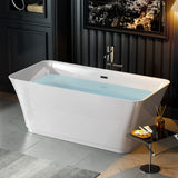 Empava 59 Inch Freestanding Bathtub - Mordern Stand Alone Soaking Tubs with Integrated Drain & Overflow System, White Empava