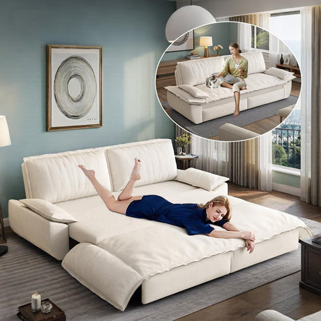 Nicbex 73.2" Queen Size Pull Out Couch Bed Convertible Sleeper Loveseat Sofa Velvet Upholstered Futon Sofá Bed Oversized 3 in 1 Pullout Sofa&Couch with Pillow-top Armrest for Living Room, Office NicBex