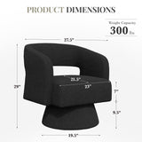 Swivel Barrel Accent Chair,Oversized Teddy Upholstered Round Swivel Chair,Modern Luxury 360 Degree Living Room Vanity Chair for Bedroom Office,Black Luxanimarion