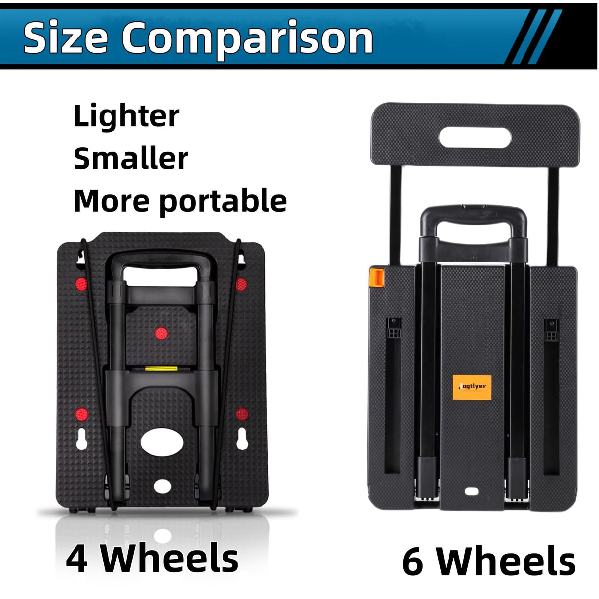 GtIiFmTe Folding Hand Truck, Lightweight Hand Truck Dolly Foldable,Luggage cart with 4 Rotate Wheels, Utility Cart with Adjustable Handle,Collapsible Dolly for Moving Travel Shopping Airport Office GtIiFmTe