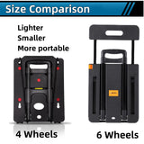 GtIiFmTe Folding Hand Truck, Lightweight Hand Truck Dolly Foldable,Luggage cart with 4 Rotate Wheels, Utility Cart with Adjustable Handle,Collapsible Dolly for Moving Travel Shopping Airport Office GtIiFmTe