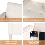 STHOUYN Mid Century Modern Home Office Upholstered Fabric Accent Chairs Set of 2 with Arms Reading Chair Club Chair, Living Room Bedroom Office, White (2, White) STHOUYN