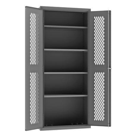 Durham Heavy Duty Welded 14 Gauge Steel Ventilated Cabinet, EMDC-361884-95, 900 lbs Capacity, 18" Length x 36" Width x 84" Height, 4 Shelves Durham