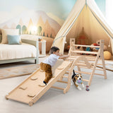 NEOCOZY Pikler Triangle Set with Cushion, Arch and Slide, Toddler Climbing Toys Indoor Playground, Montessori Climbing Set, Indoor Jungle Gym, Wooden Pickler-3 Piece Climbing Gym for Kids 2-6yr NEOCOZY