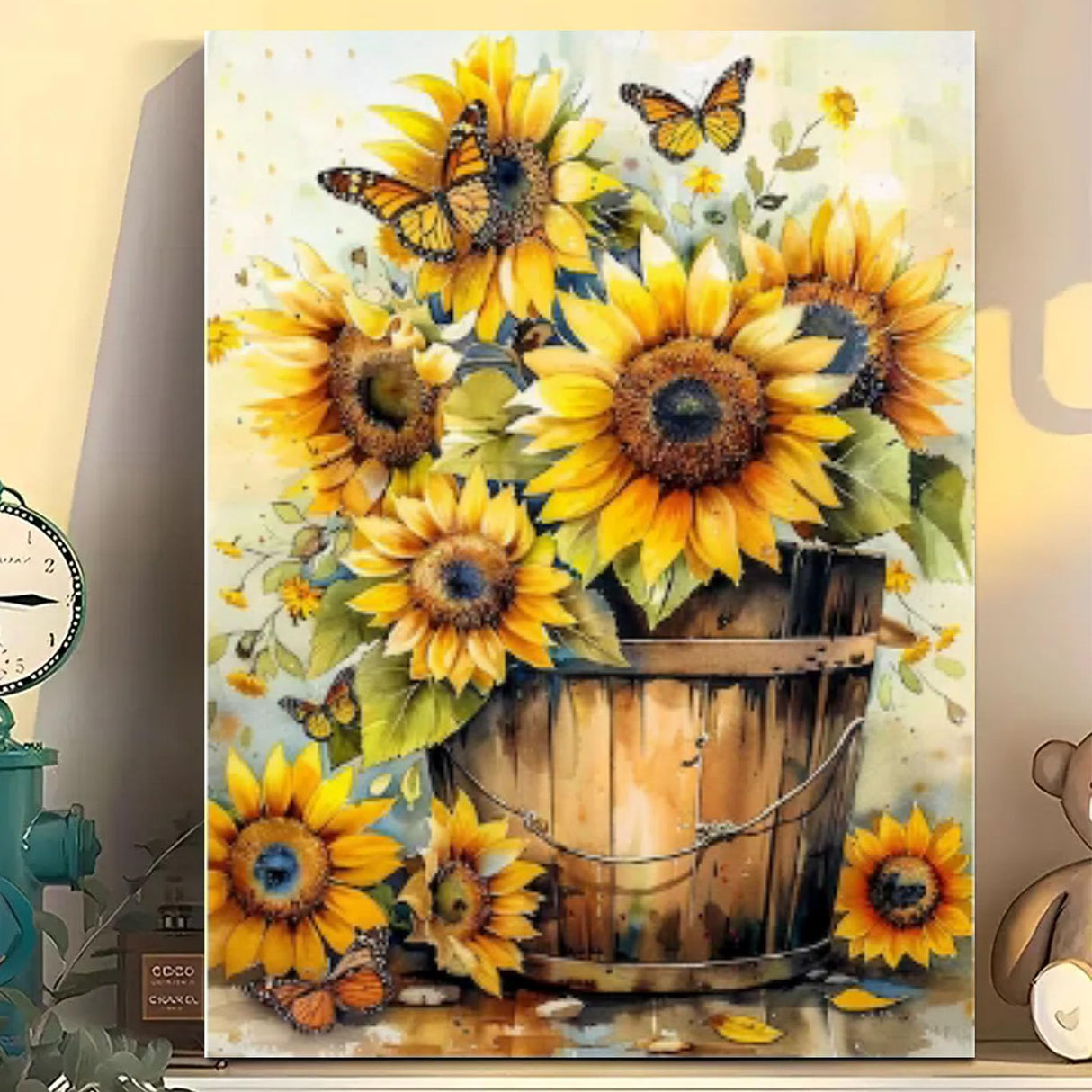 Sunflowers Diamond Art Kits for Adults-Butterflies Adult Diamond Painting Kits,Sunflowers Gem Art for Adults for Gift and Home Decoration(12x16inch) Arttoplus