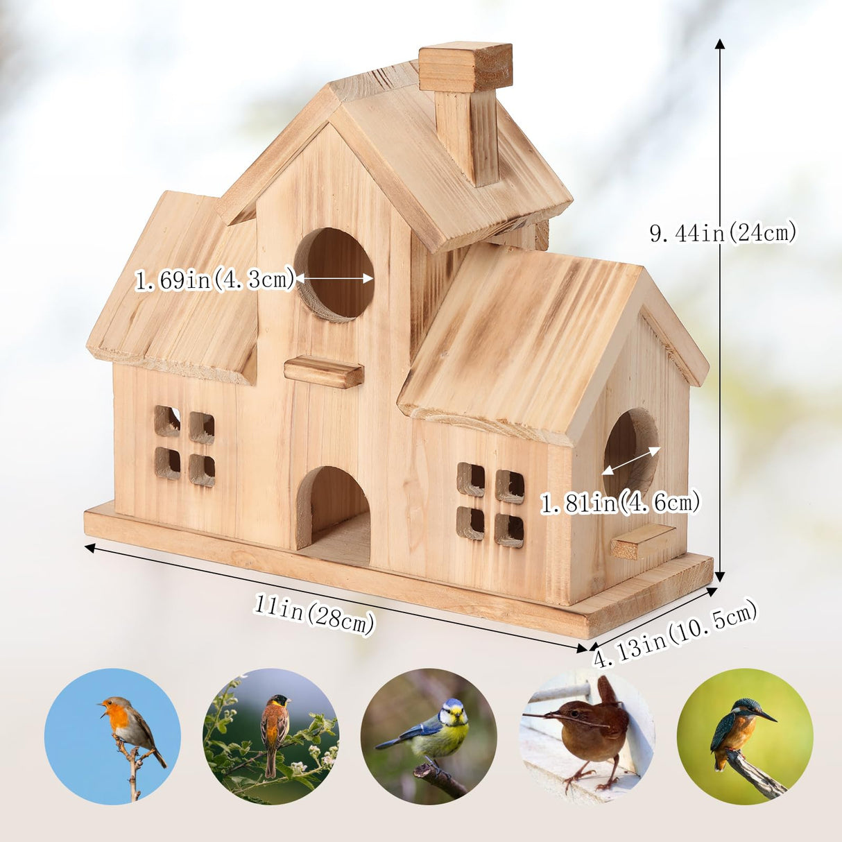 Bird House,Large Bird Houses for Outside,Hummingbird House,Bluebird Finch Wooden Hanging Birdhouse for Garden Wooden XDYGHH