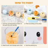 MXJSUA 4 Pack Cute Animals Paint by Numbers Kit with Framed Canvas for Ages 6-12 Kids, Elephant Paint by Numbers Kits for Children Beginners, Acrylic Oil Painting for Home Wall Decor Gift (8x8 inch) MXJSUA