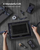 SONGMICS 20-Slot Watch Box, Watch Case with Glass Lid, 2 Layers, Lockable Watch Display Case, Black Synthetic Leather, Black Lining UJWB020B01 SONGMICS