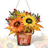 Hello Fall Sign Hello Fall Door Sign Wooden Farmhouse Home Sign with Fall Sunflower for Porch Farmhouse Thanksgiving Autumn Front Door Outdoor Home Decor Bucherry