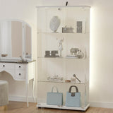 Casaphoria RGB Glass Display Cabinets, 4-Tier Display Cabinets with Glass Doors, Double-Doors Curio Cabinets, Toy Display Cabinets and Curio Cabinets for Collectibles Casaphoria