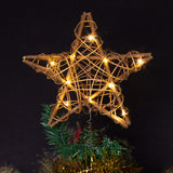LAWOHO Christmas Tree Topper Rustic Christmas Ornaments Christmas Star Tree Topper with 3 Light Emitting Modes Farmhouse Christmas Decor Christmas Decorations for Festive Home Indoor Tree Topper LAWOHO