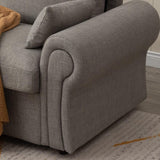 Panana Modern 2 Seater Loveseat Sofa Couch with Storage, Dark Grey or Light Color, Choice of Curved, Sock or Track Arm Design (Light Gray, 2 Seater - Scroll Arms) Panana