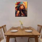 Tribal Indian Girl DIY Paint by Numbers for Adults Traditional Native American Female DIY Oil Painting Acrylic Paint Art Fashion Women Painting Kit Canvas with Acrylic Paints Art 16x20 Inch(Frameless) TUMOVO