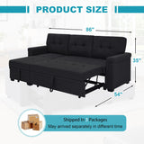 Lyngins L Shaped 3 Seat Sofa Bed with Storage, 86" Sleeper Sofa Couch with Pull Out Chaise Sectional Couch for Apartment, Bedroom, Living Room, Black Lyngins
