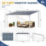 MEISSALIVVE 10' x 14' Gazebo, Wall Mounted Gazebo, Lean to Metal Awnings Gazebos, Gazebo Pergola with Sloped Roof, Outdoor Patio Gazebo Awning for Backyard, Deck, White MEISSALIVVE