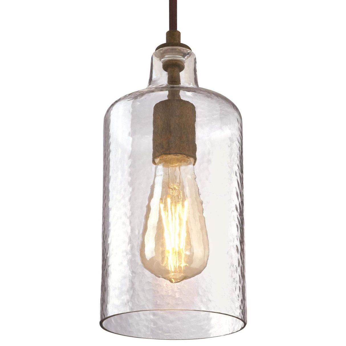 Westinghouse 6371300, Barnwood Finish with Clear Textured Glass Carmen One-Light Indoor Mini Pendant, Size Westinghouse